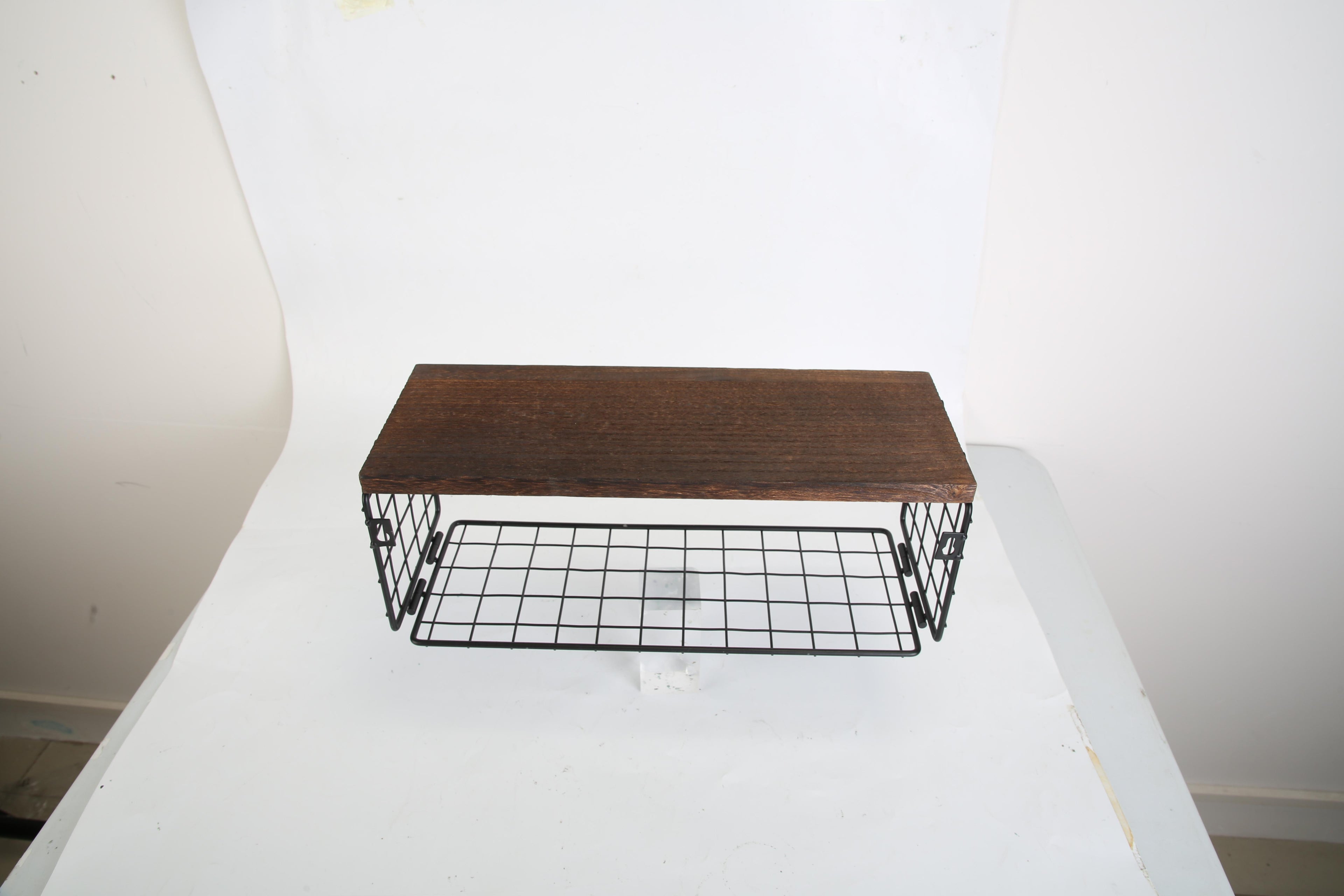 Rustic Wall Mounted Floating Shelves with Wire Basket, 3 Wood Shelves Over Toilet Bathroom Organizer, Farmhouse Storage Shelf for Bathroom, Kitchen, Bedroom and Living Room