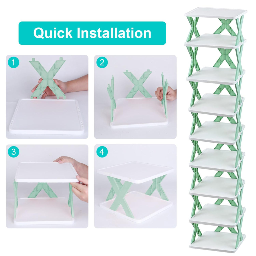 9-Tier Narrow Plastic Vertical Rack, Free-Standing High-Capacity Home Organizer for Entryway, Closet, Entry Door Shoe Storage