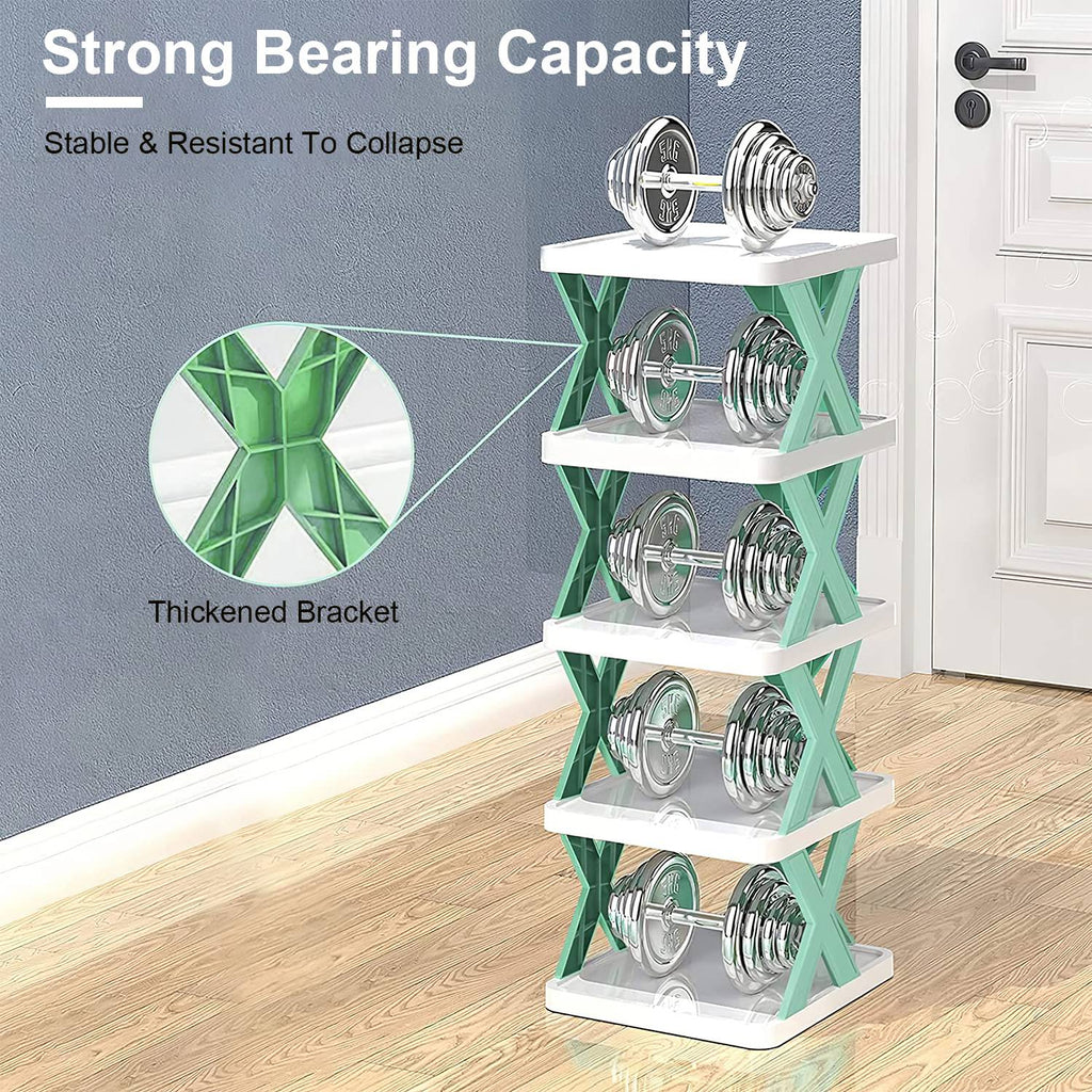 9-Tier Narrow Plastic Vertical Rack, Free-Standing High-Capacity Home Organizer for Entryway, Closet, Entry Door Shoe Storage