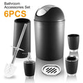 6-Piece Aqua PP Plastic Bathroom Matching Set - Smooth, Lightweight Coordinated Kit with Soap Dispenser, Toothbrush Holder, Tumbler, Soap Dish, Trash Can, Toilet Brush Holder for Easy Wipe Cleaning, Vanity Decor, Matching Sets